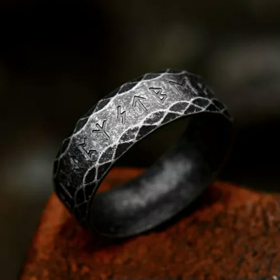 K-KED Vintage Viking Wedding Band Ring Stainless Steel 8MM Viking Runes luminous Ring-13-Gray