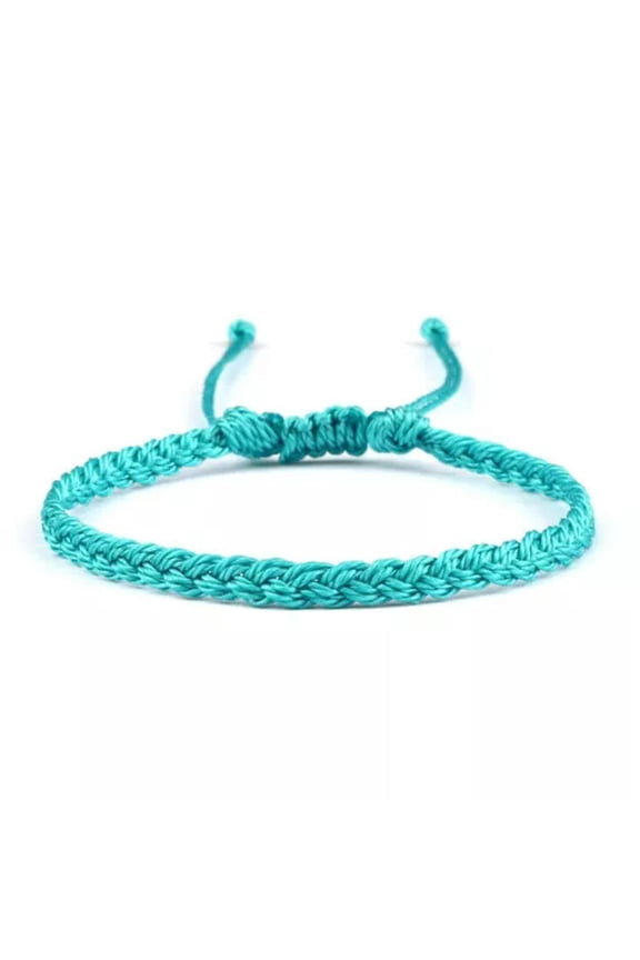 Waxed String Bracelet Braided Thread Bangles Handmade Waterproof Knot Bracelets-Blue Green