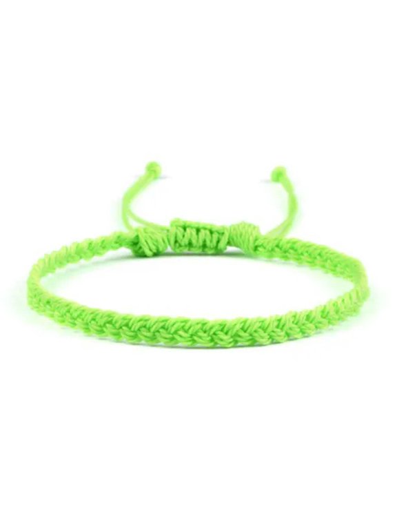 Waxed String Bracelet Braided Thread Bangles Handmade Waterproof Knot Bracelets-Fluorescent Green