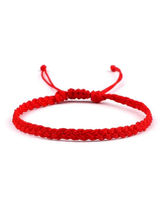 Waxed String Bracelet Braided Thread Bangles Handmade Waterproof Knot Bracelets-Red