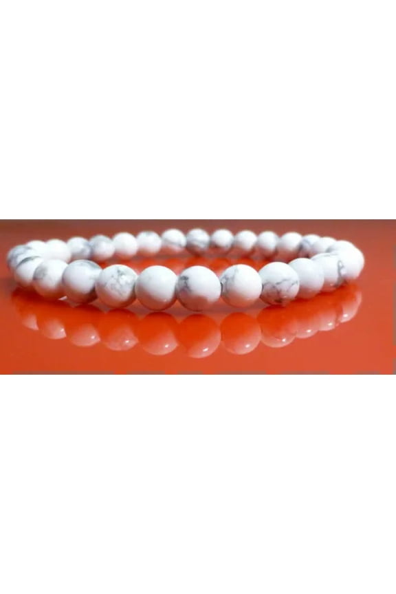 White Howlite Bracelet Therapeutic Gemstone, 6mm 8mm 10mm-6mm