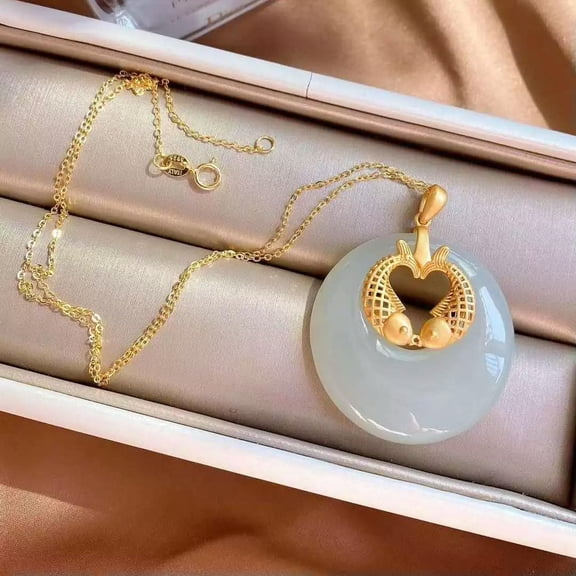 K-KED White Jade Carp Pendant Necklace 925 Silver Chalcedony Pendants Delicate Jewelry Natural