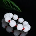 thumbnail image 1 of K-KED White Jade Lotus Bracelet Gift Bead Amulet Natural Accessories Carved Jewelry, 1 of 7
