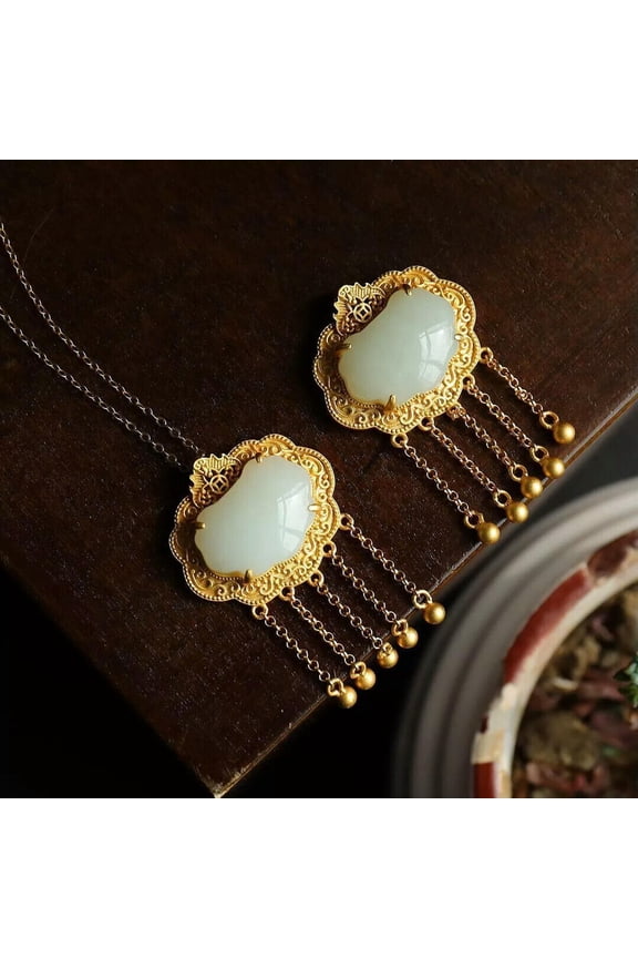 White Jade Ruyi Pendant Delicate Jewelry Chalcedony Necklace 925 Silver Natural