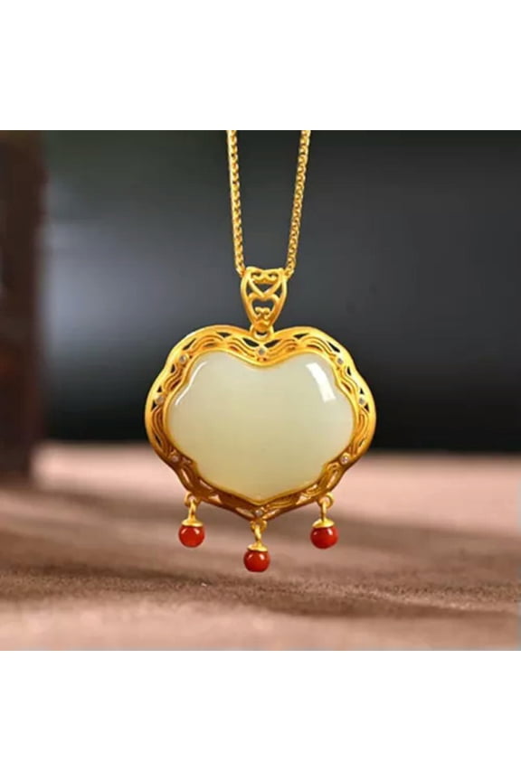 White Jade Ruyi Pendant Real Delicate Jewelry 925 Silver Necklace Chalcedony Natural