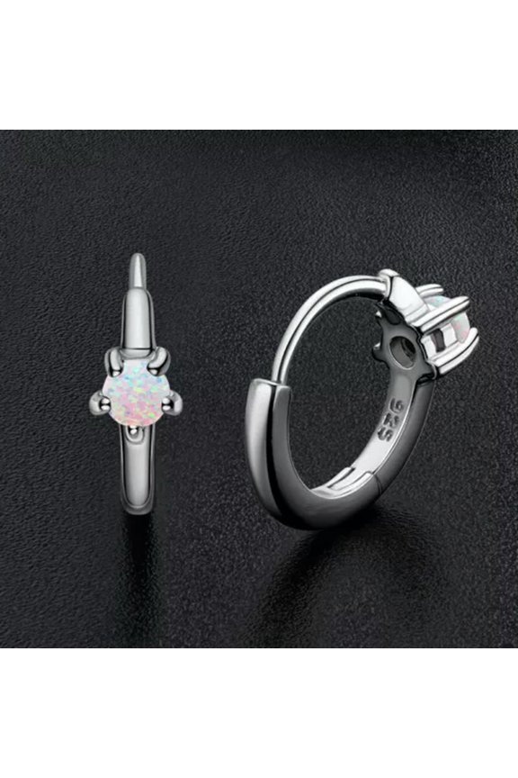 White Opal Earrings for Women White/Yellow Gold Gemstone Earrings 925 Silver