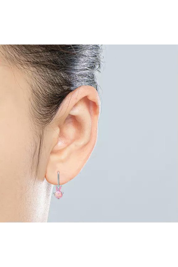 White Opal Earrings for Women White/Yellow Gold Gemstone Earrings 925 Silver