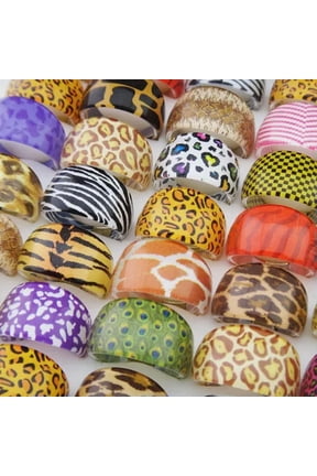 Wholesale 100pcs Zebra Leopard Tiger Beautiful Resin Fashion Rings Women Jewelry