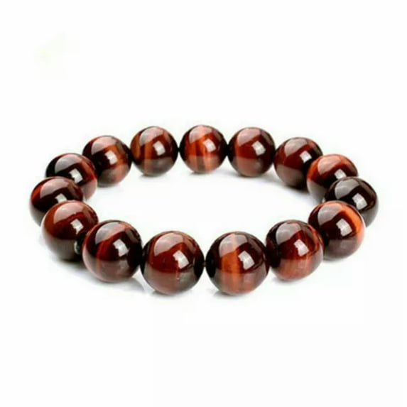 K-KED Wholesale 10pc Natural Multicolor Tiger Eye Round Gem stone Beads Bracelet 7.5''-Red-8mm