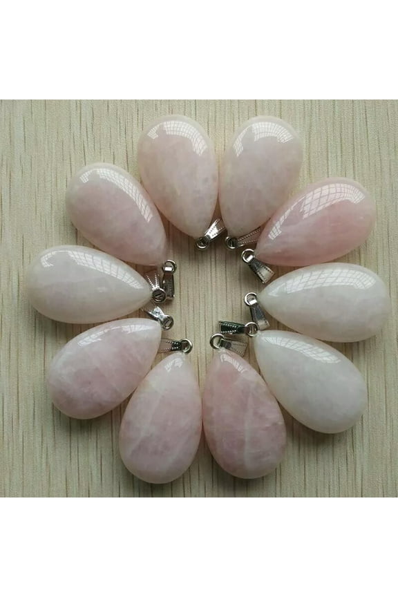 Wholesale 10pcs Natural Rose Quartz Stone Stone Water Drop Pendants 25x40mm