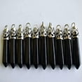 thumbnail image 1 of K-KED Wholesale 10pcs Natural Stone Black Agate Hexagonal Pillar Pendants 12x50mm DIY, 1 of 8
