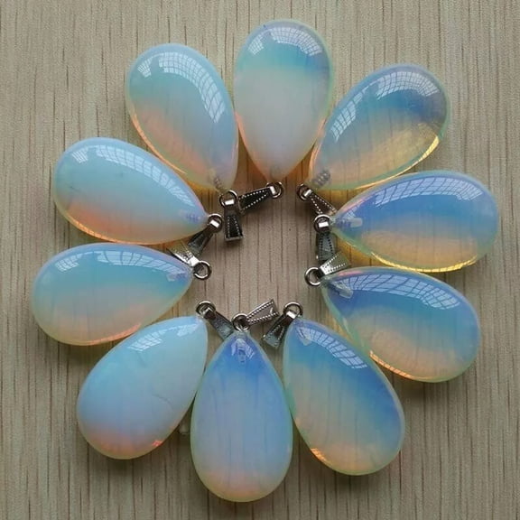 K-KED Wholesale 10pcs Opal Stone Water Drop Pendants 25x40mm DIY Necklaces Making