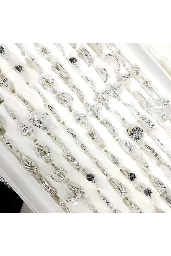 Wholesale 12pcs Lots Retro Geometry Mixed Style Antique Silver Rings Jewelry