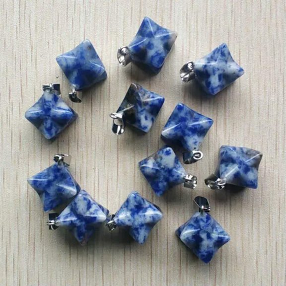 K-KED Wholesale 12pcs Natural Stone Mixed Melkaba Hexagon Pendants Delicate Jewelry Making-sodalite