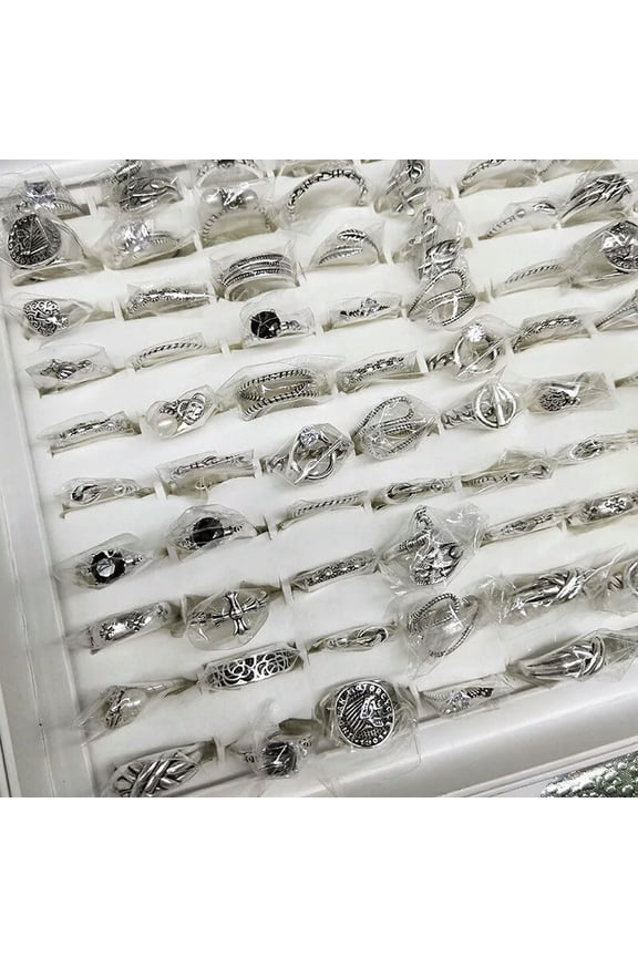 Wholesale 20pcs Lots Retro Geometry Mixed Style Antique Silver Rings Jewelry