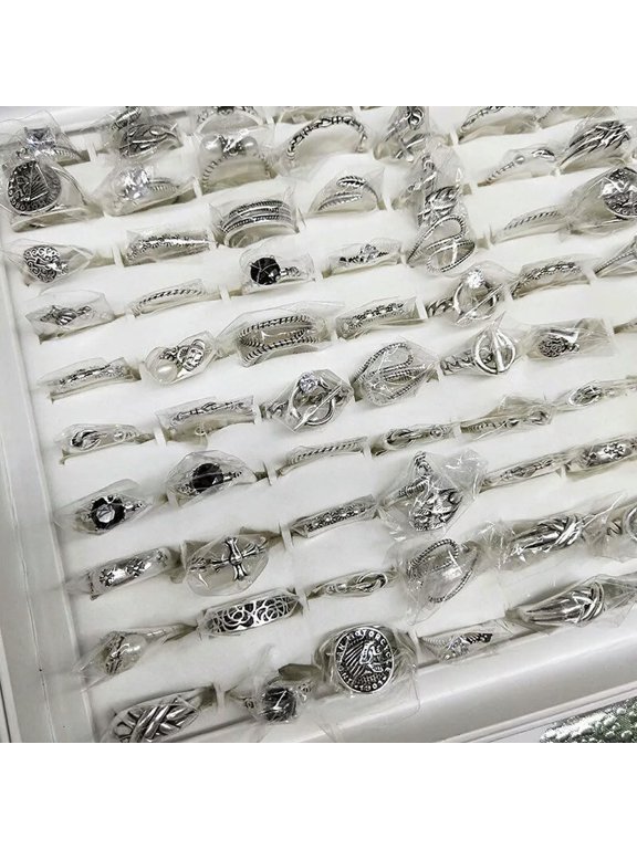 Wholesale 20pcs Lots Retro Geometry Mixed Style Antique Silver Rings Jewelry