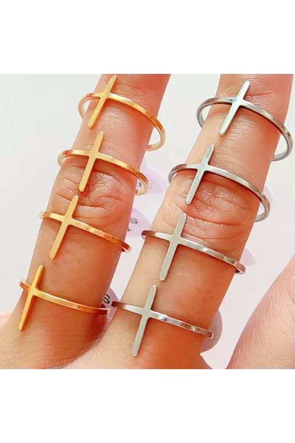 Wholesale 20pcs Sizes Assorted CROSS Ring Women's Jesus Delicate Jewelry Stainless Steel-mix