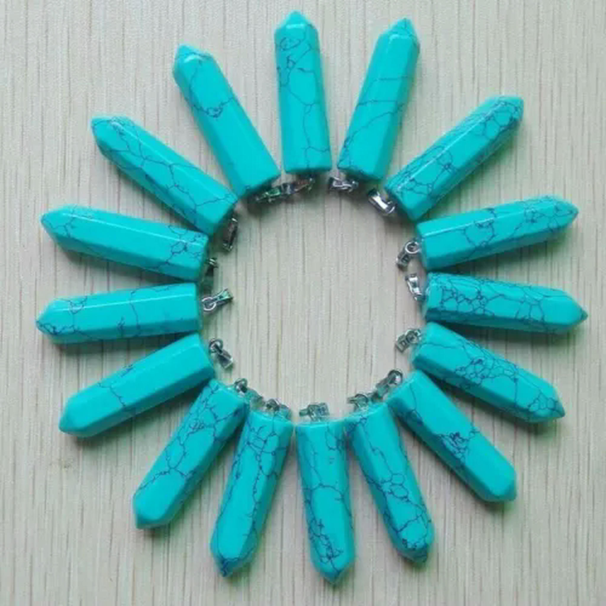 24pcs Antique Silver Turquoise Charms - Boho Zinc Alloy Pendants For DIY Jewelry Making