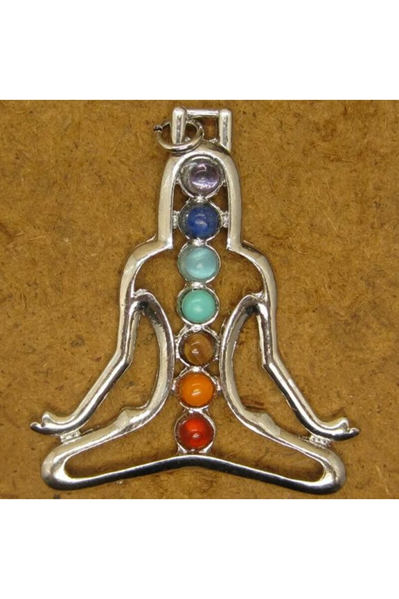 Wholesale 2pcs Fashion Natural Seven Chakras Stone Yoga Man Pendants Necklace
