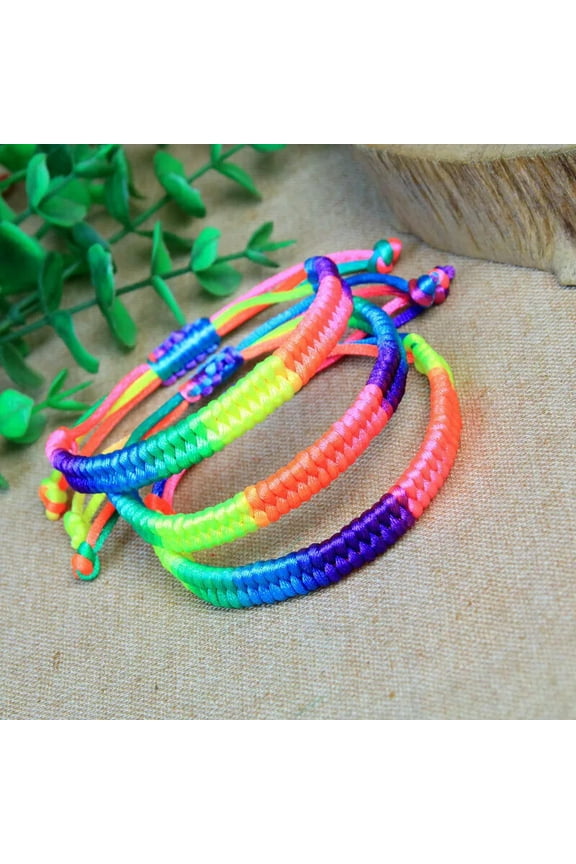 Wholesale 50pcs Adjustable Friendship Bracelet Colorful Neon Rope
