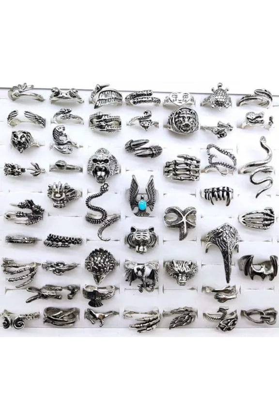 Wholesale 50pcs Different Styles MIX Punk Cute Animal Claw Metal Rings Amazing