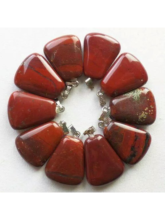 Wholesale 50pcs Natural Stone Red Jasper Trapezoid Pendant Bead 25x17x5mm DIY