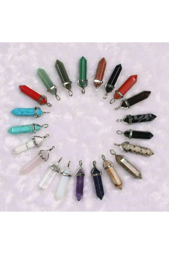 Wholesale 50pcs/lot Mixed Natural stone Point Chakra Healing Gemstone Pendants-Mixed stone
