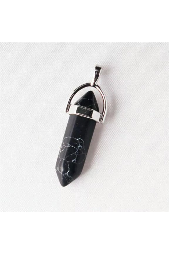 Wholesale 50pcs/lot Mixed Natural stone Point Chakra Healing Gemstone Pendants-black turquoise