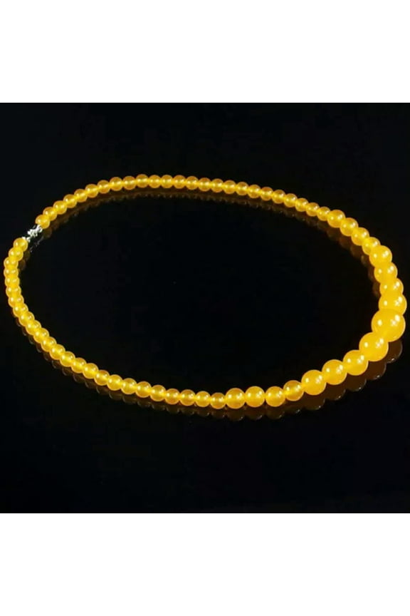 Wholesale 6-14mm multicolor jade gemstone round beads Delicate Jewelry Necklaces 18"-Yellow