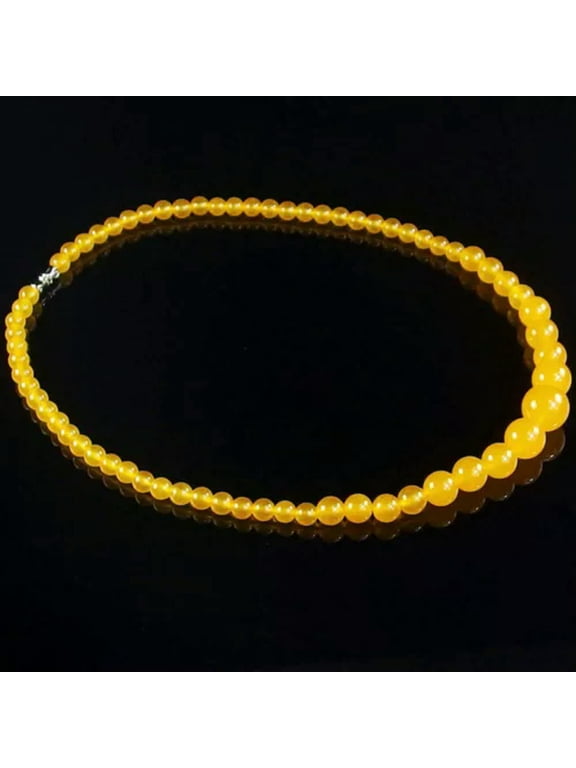Wholesale 6-14mm multicolor jade gemstone round beads Delicate Jewelry Necklaces 18"-Yellow