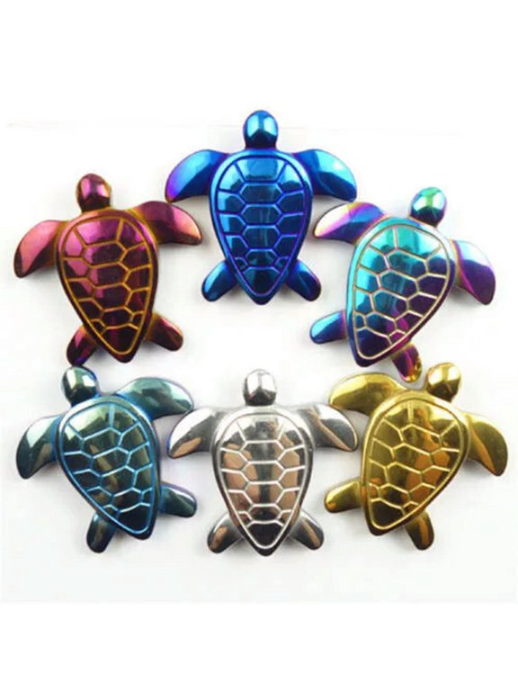 6Pcs Wholesale Mixed Carved Mixed Hematite Turtle Pendant Bead 43x43x7mm
