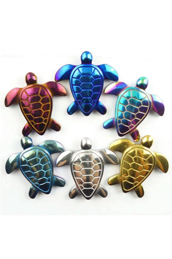 6Pcs Wholesale Mixed Carved Mixed Hematite Turtle Pendant Bead 43x43x7mm
