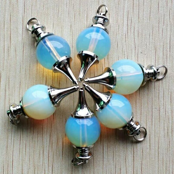 K-KED Wholesale 6pcs Opal Stone Ball Pendulum Pendants Necklaces Delicate Jewelry Making