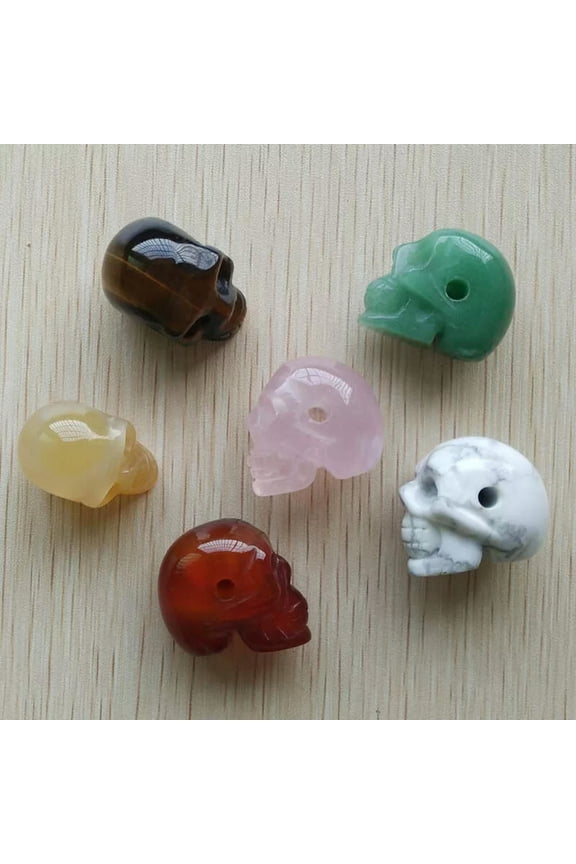 Wholesale 6pcs/lot Fashion mixed Assorted Natural Stone Skull Charms Pendants