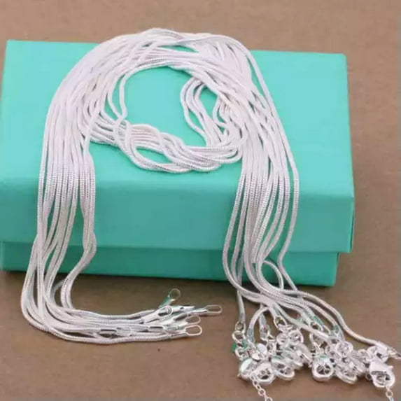 K-KED Wholesale 925 Sterling Silver Delicate Jewelry Snake Chain Women Men Necklace 1MM 16"-30"-26inch-5 pieces