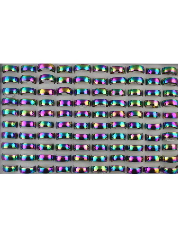 Wholesale Bulk Lots 32pcs Trendy Mens Cool Colorful Stainless Steel Rings