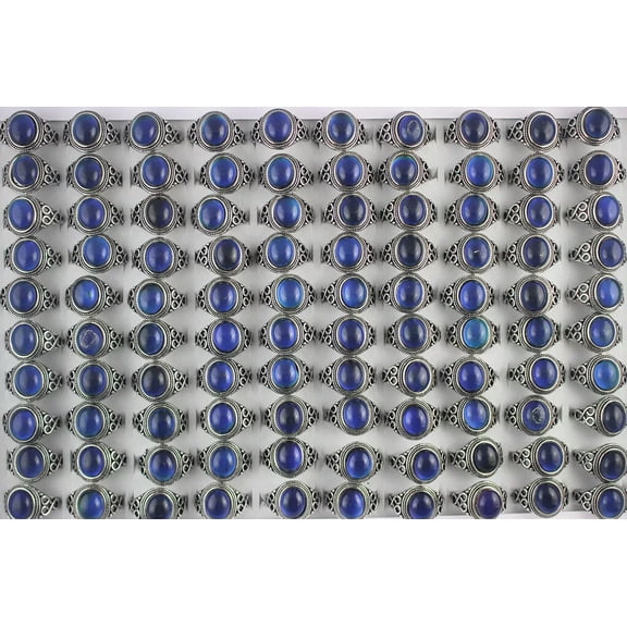 K-KED Wholesale Delicate Jewelry Lots 30pcs Hollow Silver Plated Fashion Change Color Mood Ring