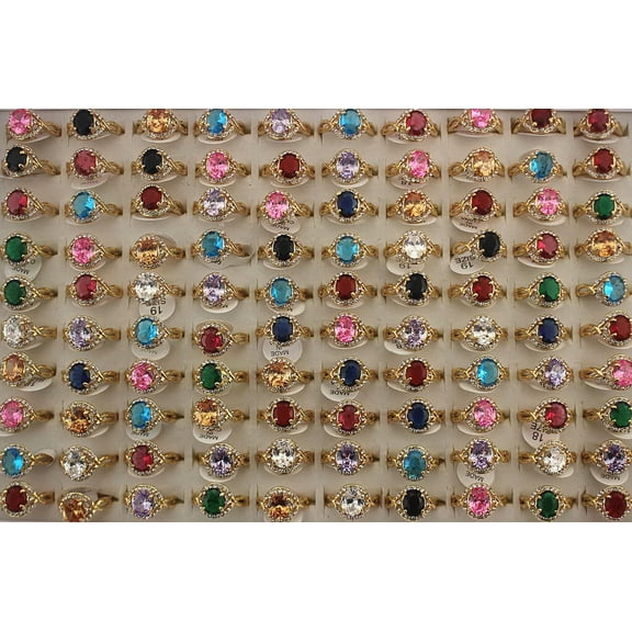 K-KED Wholesale Delicate Jewelry Lots 30pcs Oval Cubic Zirconia Lady's Charming Fashion Rings