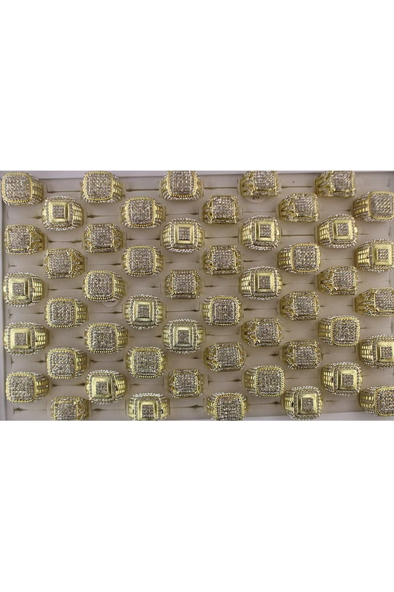 Wholesale Delicate Jewelry Lots 32pcs Men Gold P Clear Rhinestone Mixed Cool Fashion Ring