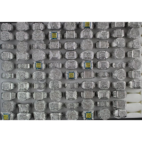 K-KED Wholesale Delicate Jewelry Lots 32pcs Mens Fashion Newest Assorted Full Rhinestone Rings