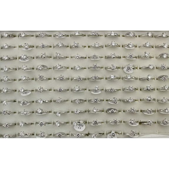 K-KED Wholesale Delicate Jewelry Lots 32pcs Mixed Clear Fashion Cubic Zirconia Lady's Rings