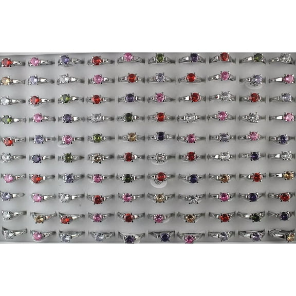 K-KED Wholesale Delicate Jewelry Lots 32pcs Round Cubic Zirconia Silver P Lady's Wedding Rings