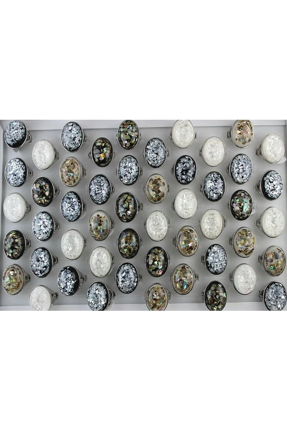 Wholesale Fashion Delicate Jewelry 32pcs Mixed Lots Party Ring Big Resin Shell Women Ring