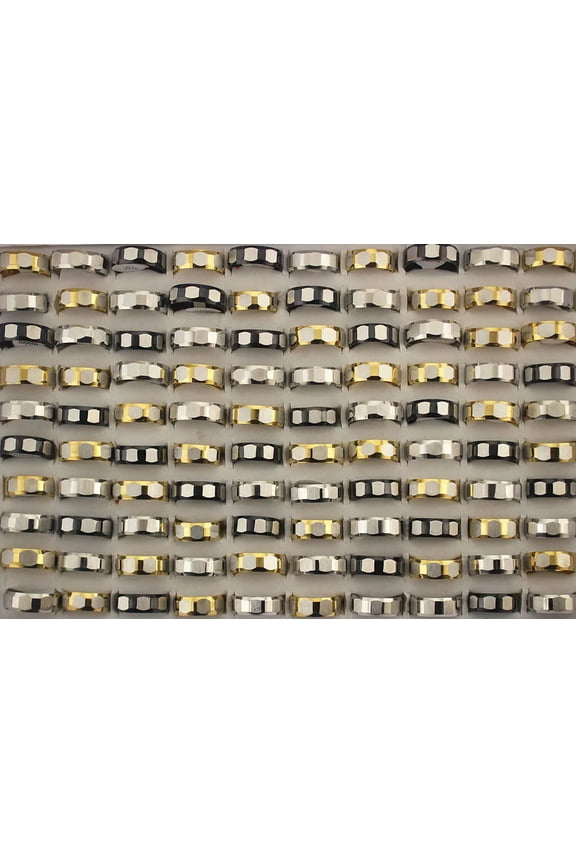 Wholesale Job Lots 30pcs 8MM Width Mixed Stainless Steel Men Fashion Rings