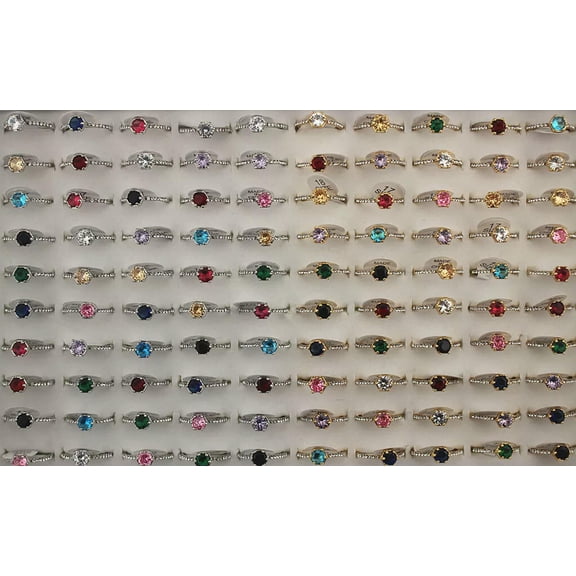 K-KED Wholesale Job Lots 30pcs Assorted Charming Round Cubic Zirconia Lady's Rings