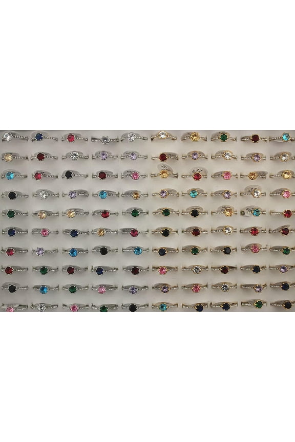 Wholesale Job Lots 30pcs Assorted Charming Round Cubic Zirconia Lady's Rings