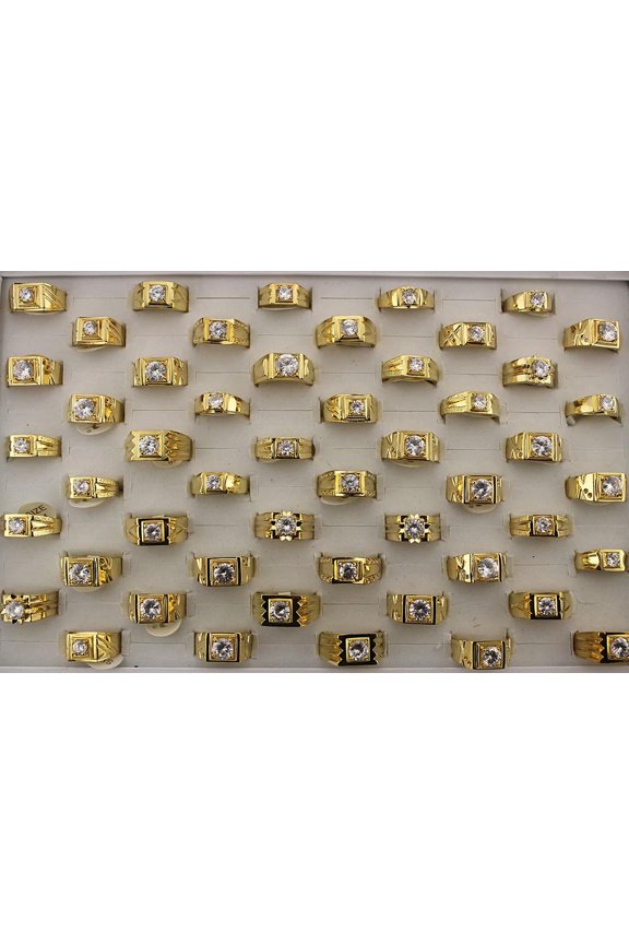 Wholesale Job Lots 30pcs Gold P Men's Cool Fashion Ring Big Cubic Zirconia Ring