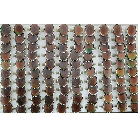 K-KED Wholesale Job Lots 32pcs Fashion Oval Change Color Mood Rings Adjustable Rings