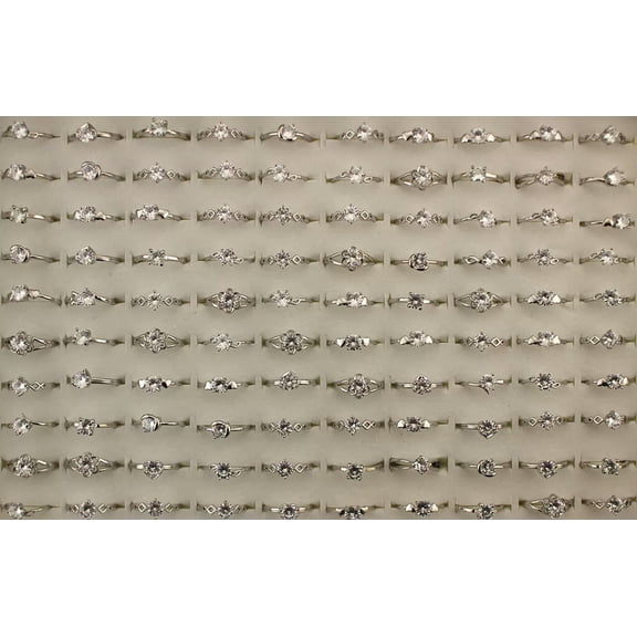 K-KED Wholesale Job Lots 32pcs Lady Delicate Jewelry Round Cubic Zirconia Wedding Copper Rings