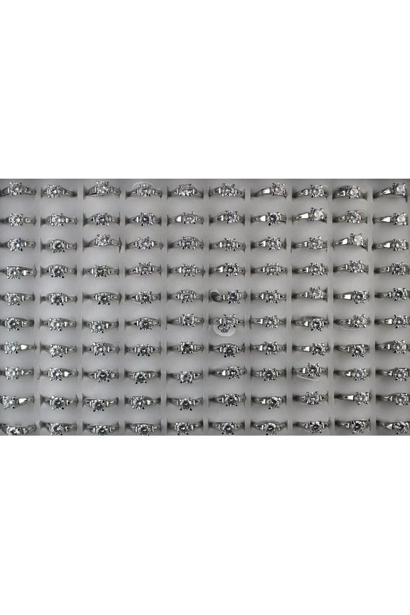 Wholesale Job Lots 32pcs New Fashion Cubic Zirconia Lady Wedding Silver P Rings